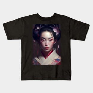 Japanese Geisha In Digital Art. Gift Idea For Japan Fans 5 Kids T-Shirt